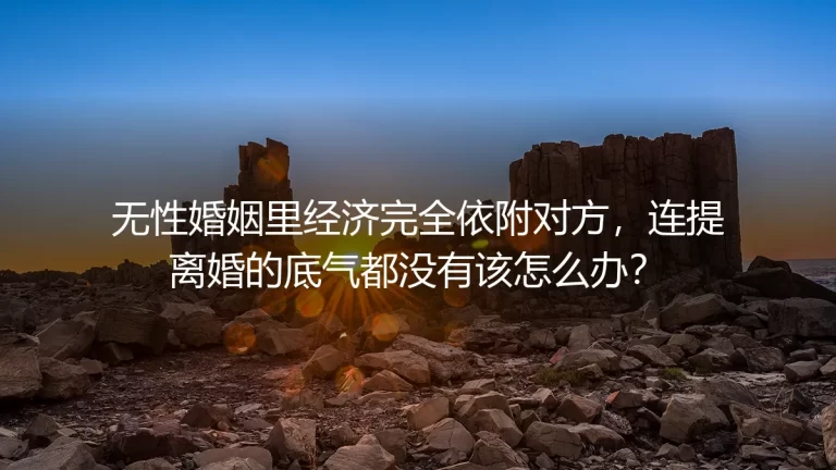 无性婚姻经济完全依附对方不敢提离婚？4个核心问题帮你算清利弊攒够底气